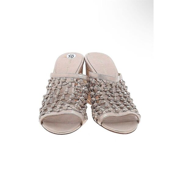 Etienne Aigner Lanai Women's Gray Woven Leather Mules Size 10 - Picture 2 of 12